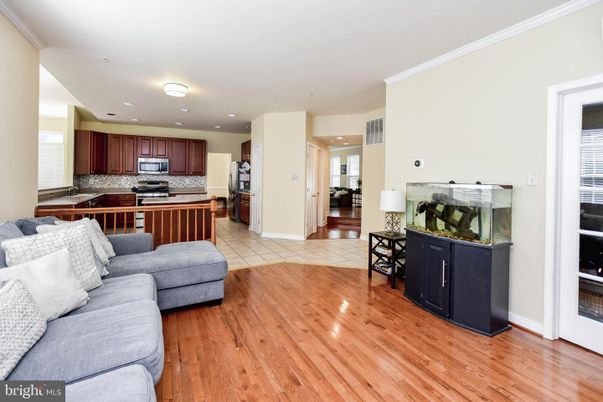 Interior, Kitchen, Living room, Recessed Lighting, Stainless Steel Appliances, Wood Texture Flooring