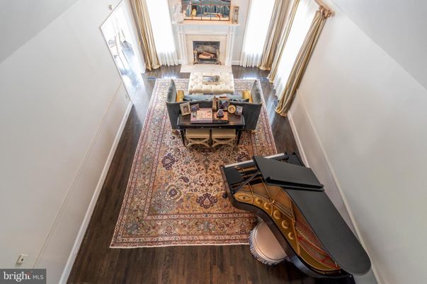 Fireplace, Interior, Living room, Piano, Wood Texture Flooring
