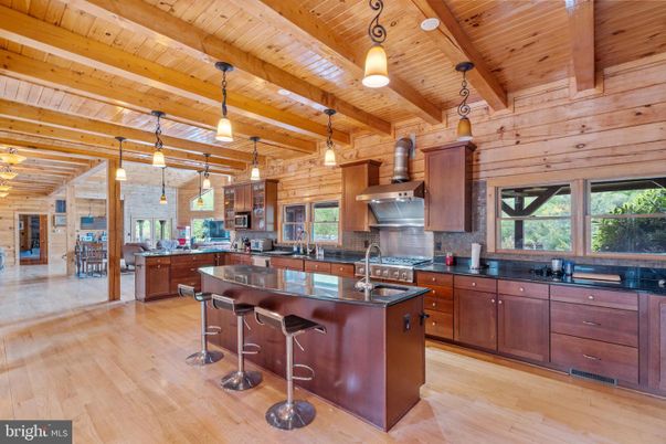 Interior, Kitchen, Pendant Lights, Wooden Beams, Wooden Ceilings, Wood Texture Flooring