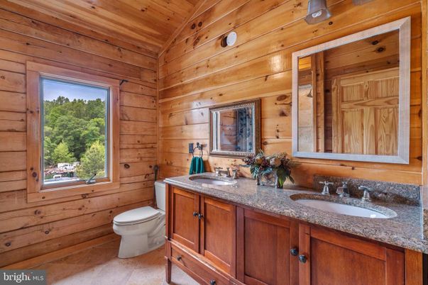 Bathroom, Dual Sink Vanities, Interior, Wooden Ceilings, Wooden Walls
