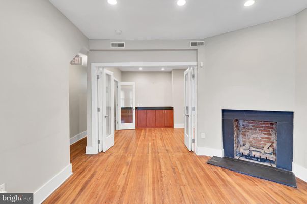 Fireplace, Interior, Recessed Lighting, Wood Texture Flooring