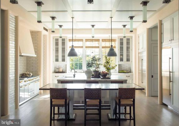 Interior, Kitchen, Pendant Lights, Stainless Steel Appliances, Wood Texture Flooring