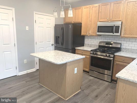Interior, Kitchen, Pendant Lights, Stainless Steel Appliances, Wood Texture Flooring