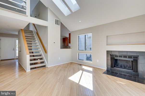 Fireplace, Interior, Recessed Lighting, Wood Texture Flooring
