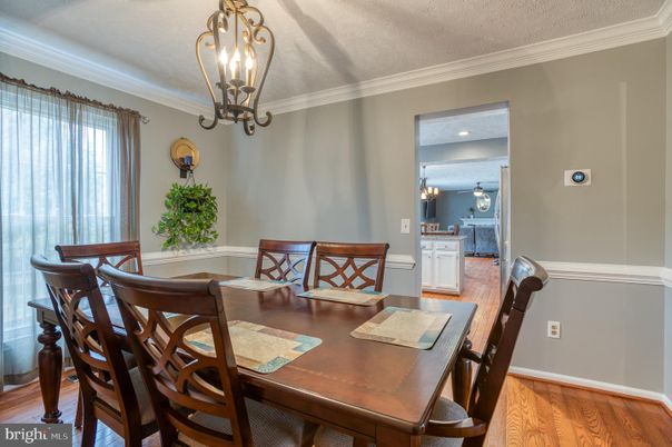 Chandelier, Dining room, Interior, Wood Texture Flooring