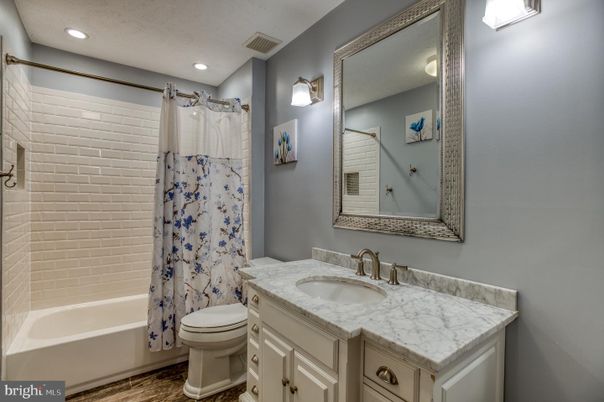 Bathroom, Interior, Recessed Lighting, Wood Texture Flooring