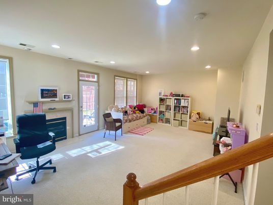 Fireplace, Home Office, Interior, Recessed Lighting