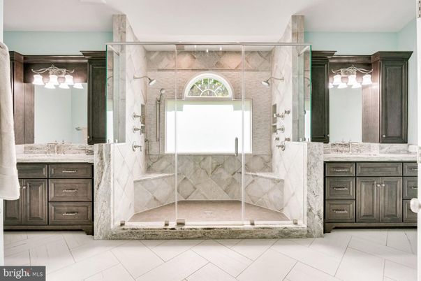 Bathroom, Glass Shower, Interior, Marble Walls