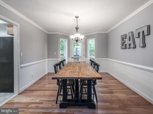 Chandelier, Dining room, Interior, Wood Texture Flooring