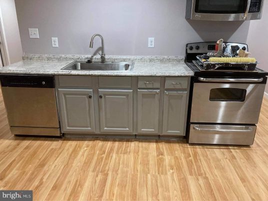 Interior, Kitchen, Stainless Steel Appliances, Wood Texture Flooring