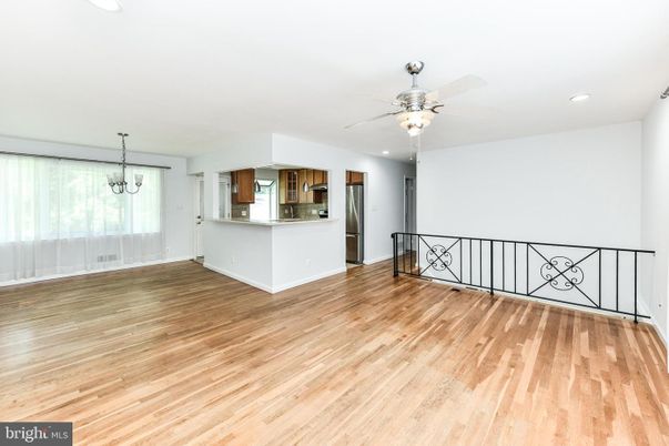 Empty room, Interior, Kitchen, Recessed Lighting, Wood Texture Flooring