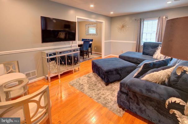 Dining room, Interior, Living room, Recessed Lighting, Wood Texture Flooring