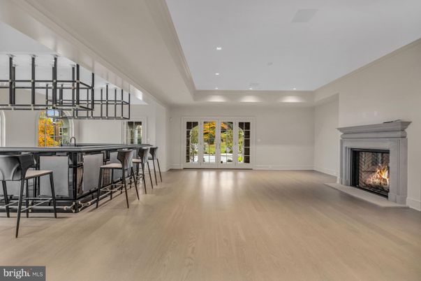 Fireplace, Interior, Recessed Lighting, Wood Texture Flooring