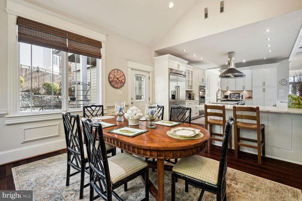 Dining room, Interior, Kitchen, Recessed Lighting, Stainless Steel Appliances, Wood Texture Flooring