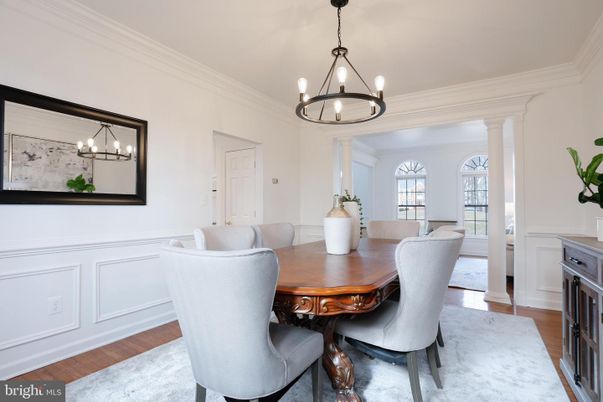 Chandelier, Dining room, Interior, Pendant Lights, Wood Texture Flooring
