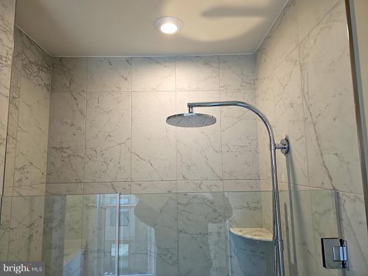 Bathroom, Glass Shower, Interior, Marble Walls, Recessed Lighting