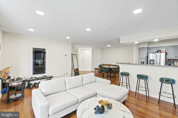 Dining room, Interior, Kitchen, Living room, Recessed Lighting, Stainless Steel Appliances, Wood Texture Flooring