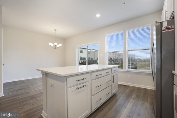 Chandelier, Interior, Kitchen, Recessed Lighting, Wood Texture Flooring