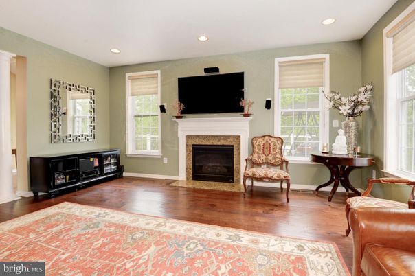 Fireplace, Interior, Recessed Lighting, Wood Texture Flooring