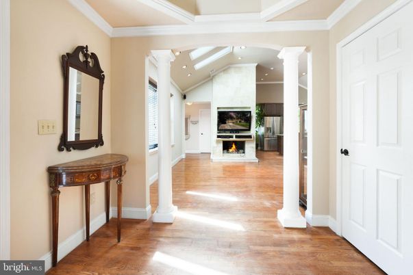 Fireplace, Interior, Recessed Lighting, Wood Texture Flooring