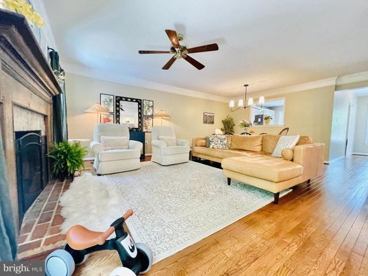 Fireplace, Interior, Living room, Pendant Lights, Wood Texture Flooring