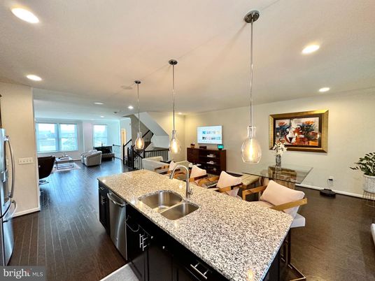 Dining room, Interior, Kitchen, Living room, Pendant Lights, Recessed Lighting, Wood Texture Flooring
