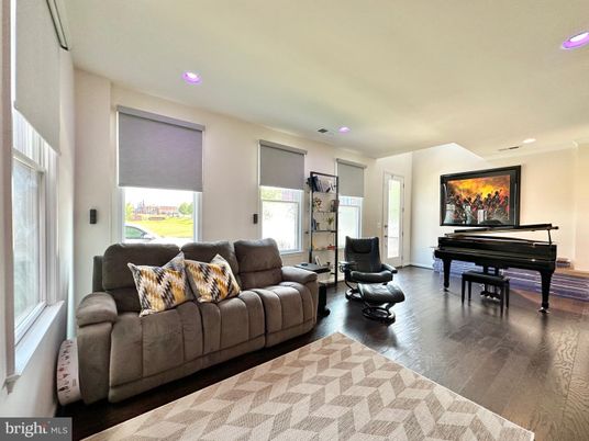 Interior, Living room, Piano, Recessed Lighting, Wood Texture Flooring