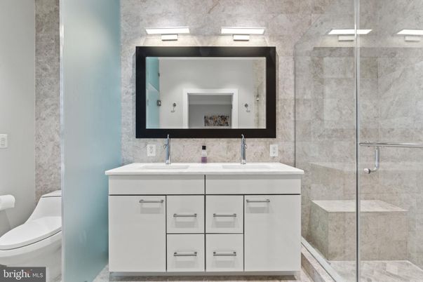 Bathroom, Dual Sink Vanities, Glass Shower, Interior