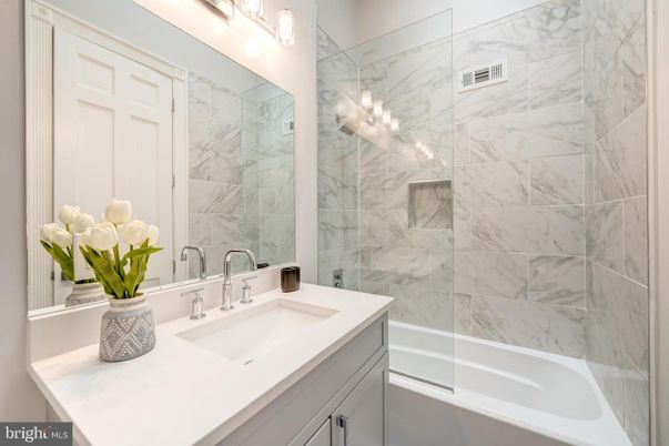 Bathroom, Glass Shower, Interior, Marble Walls