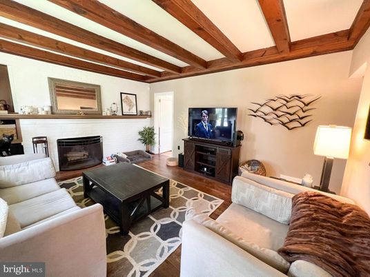 Fireplace, Interior, Living room, Wooden Beams, Wood Texture Flooring