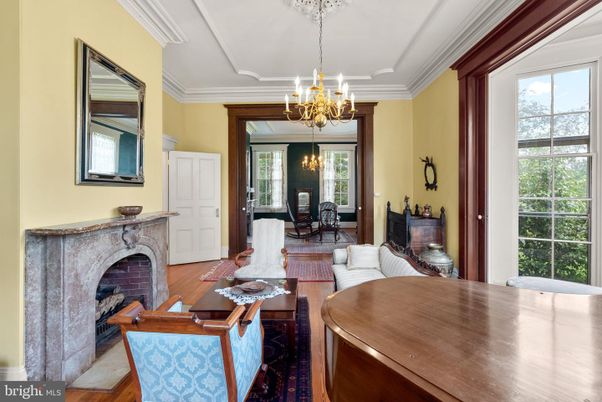 Chandelier, Dining room, Fireplace, Interior, Living room, Wood Texture Flooring