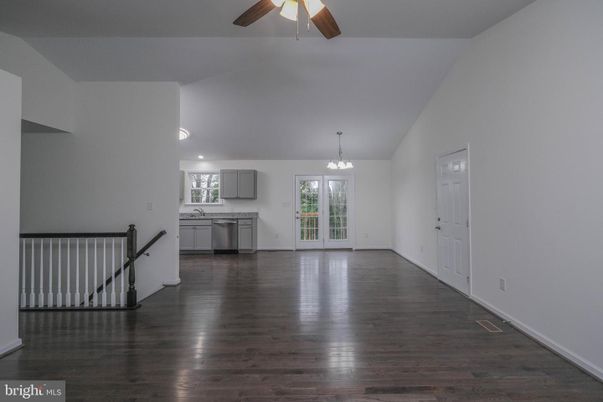 Chandelier, Empty room, Interior, Kitchen, Wood Texture Flooring