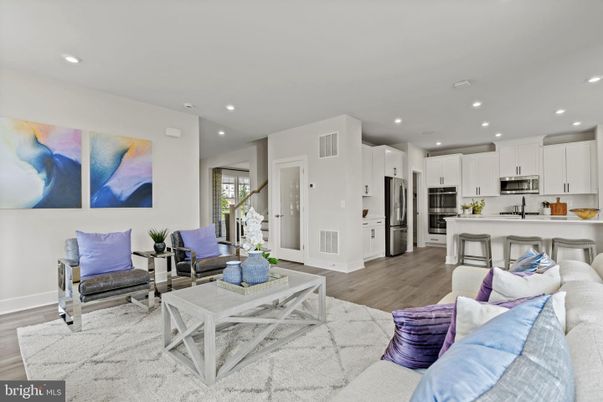 Interior, Kitchen, Living room, Recessed Lighting, Stainless Steel Appliances, Wood Texture Flooring