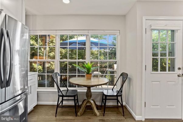 Dining room, Interior, Recessed Lighting, Wood Texture Flooring