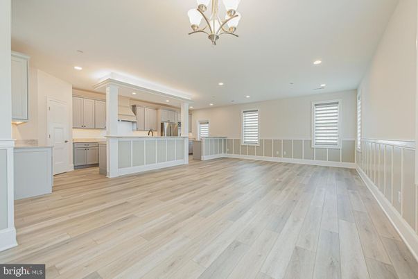 Chandelier, Interior, Kitchen, Recessed Lighting, Wood Texture Flooring