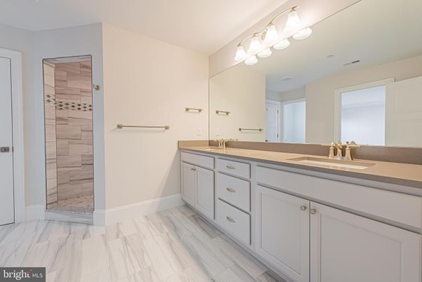 Bathroom, Dual Sink Vanities, Glass Shower, Interior, Marble