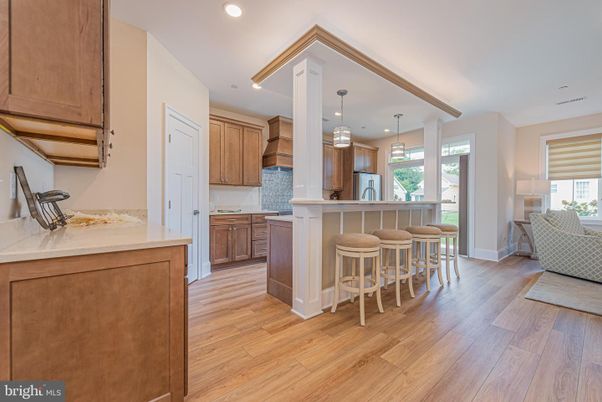 Interior, Kitchen, Pendant Lights, Recessed Lighting, Wood Texture Flooring
