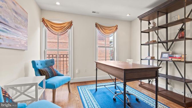 Home Office, Interior, Recessed Lighting, Wood Texture Flooring
