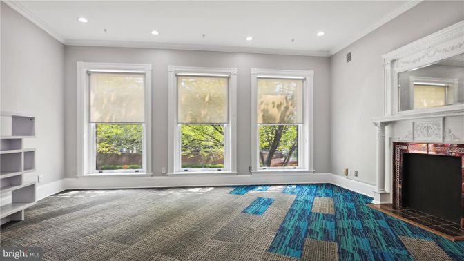 Empty room, Fireplace, Interior, Recessed Lighting