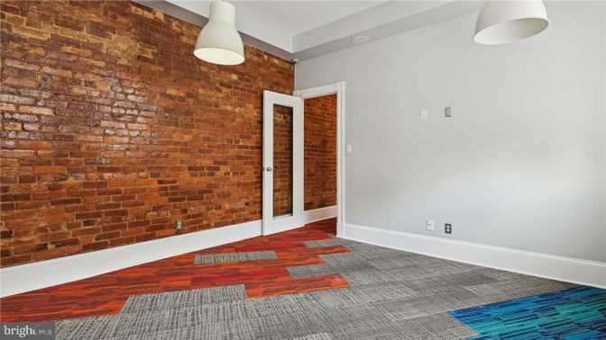 Empty room, Interior, Pendant Lights, Stone Walls