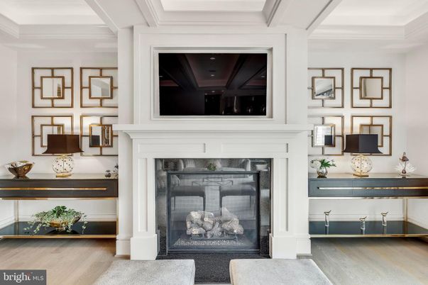 Fireplace, Interior, Recessed Lighting, Wood Texture Flooring