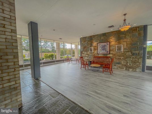 Dining room, Interior, Pendant Lights, Stone Walls, Wood Texture Flooring