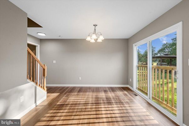 Chandelier, Empty room, Interior, Recessed Lighting, Wood Texture Flooring