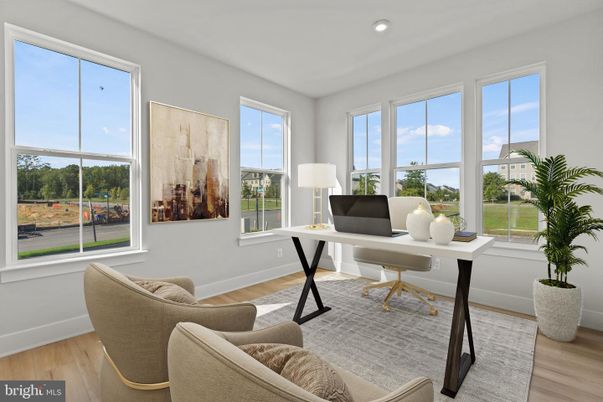Home Office, Interior, Recessed Lighting, Wood Texture Flooring