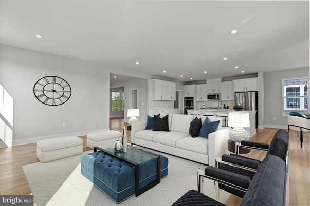 Interior, Kitchen, Living room, Recessed Lighting, Stainless Steel Appliances, Wood Texture Flooring