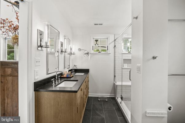 Bathroom, Dual Sink Vanities, Glass Shower, Interior