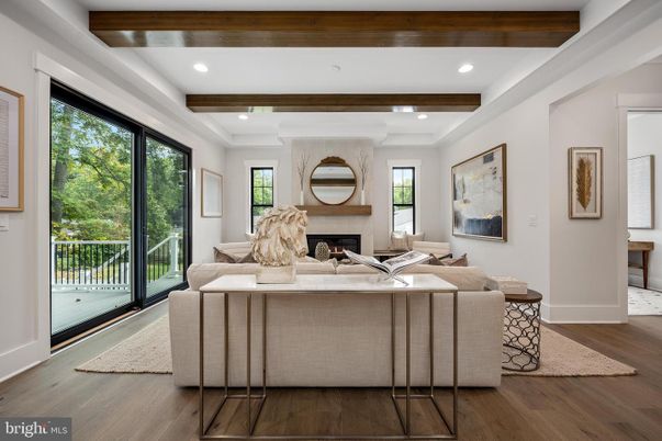 Fireplace, Interior, Living room, Recessed Lighting, Wooden Beams, Wood Texture Flooring