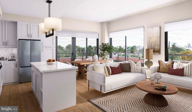 Dining room, Interior, Kitchen, Living room, Pendant Lights, Recessed Lighting, Stainless Steel Appliances, Wood Texture Flooring