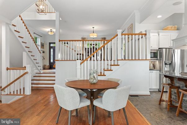 Dining room, Interior, Kitchen, Recessed Lighting, Stainless Steel Appliances, Wood Texture Flooring