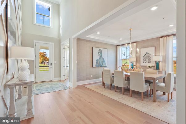 Dining room, Interior, Pendant Lights, Recessed Lighting, Wood Texture Flooring